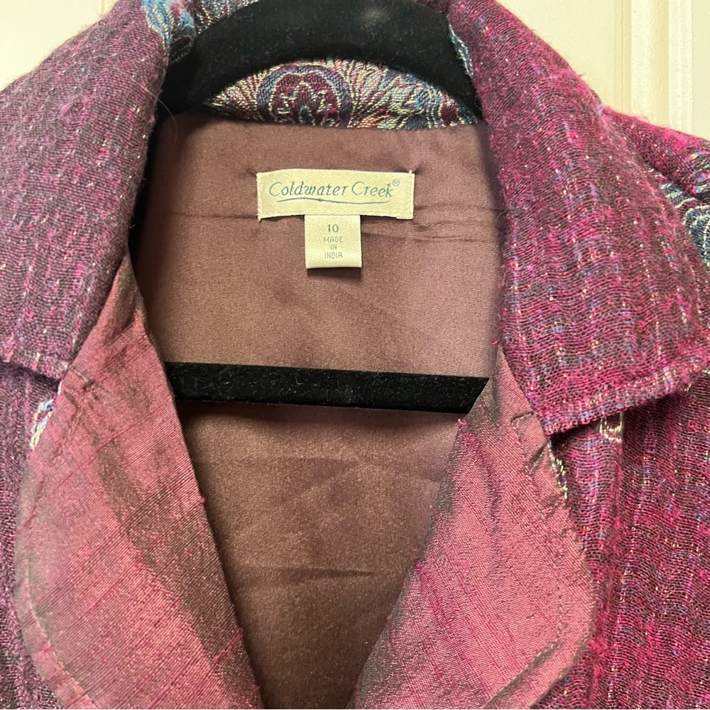 Coldwater Creek Tapestry Jacket Size 10 Paisley Boho Cropped Blazer Wool Blend - Picture 6 of 8
